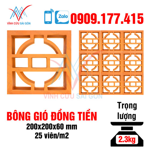 Bông gió đồng tiền 20x20 cm