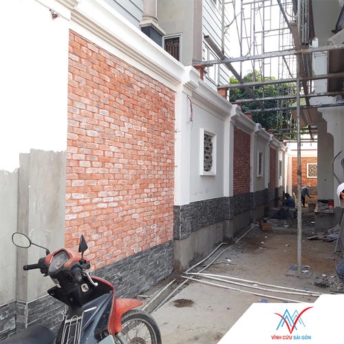 Công trình thực tế sử dụng gạch cổ trắng đỏ đen A02