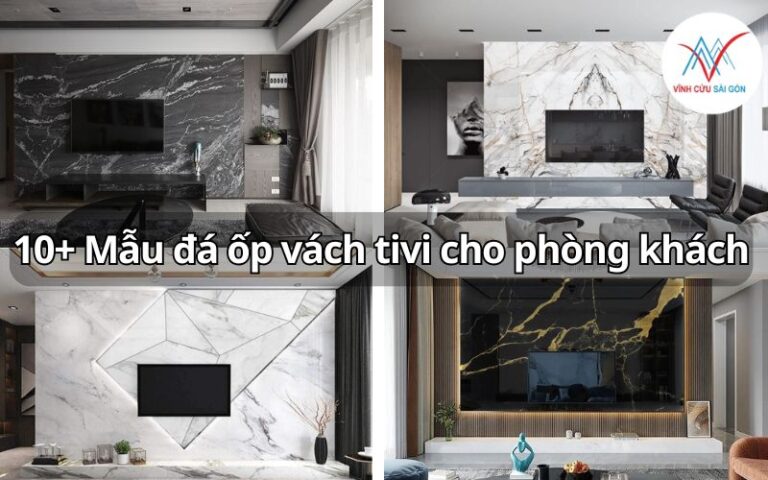 10+ Mẫu đá ốp vách tivi cho phòng khách đẹp, sang trọng