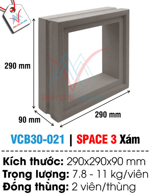 Bông gió VCB30-021 xi măng (290x290x90 mm)