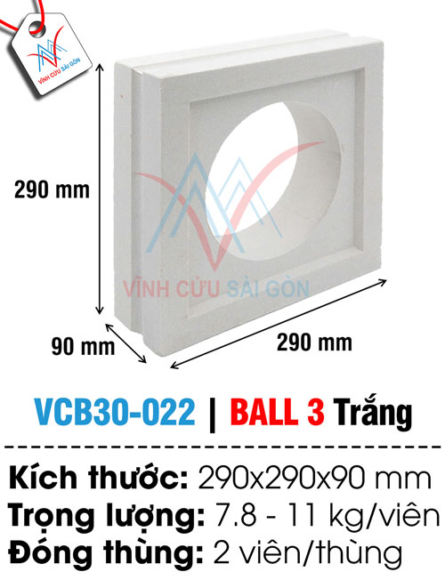 Bông gió VCB30-022 trắng (290x290x90 mm)