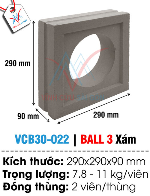 Bông gió VCB30-022 xi măng (290x290x90 mm)