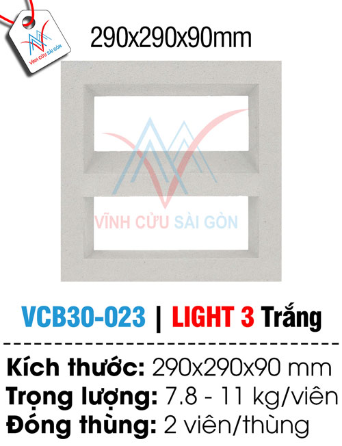 Bông gió VCB30-023 trắng (290x290x90 mm)