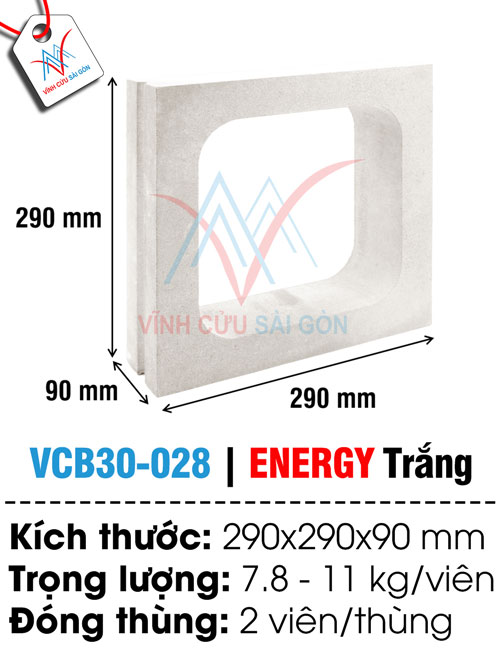 Bông gió VCB30-028 trắng (290x290x90 mm)