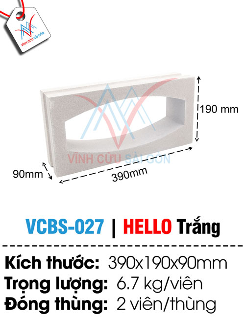 Bông gió VCBS-027 trắng (390x190x90 mm)