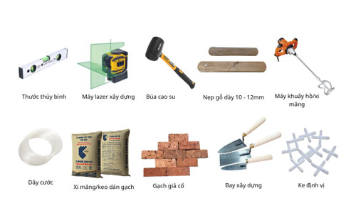 Vật Liệu Và Dụng Cụ Cần Thiết khi thi công ốp gạch cổ