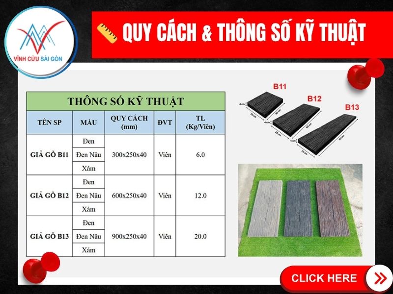 Kích thước bê tông giả gỗ – Tùy chỉnh cho từng nhu cầu