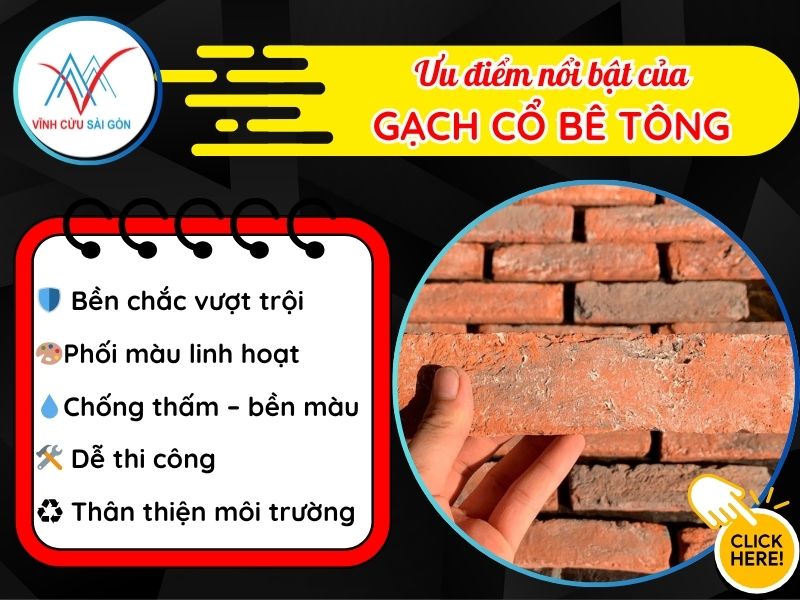 Ưu điểm nổi bật của gạch cổ bê tông Ưu điểm nổi bật của gạch cổ bê tông