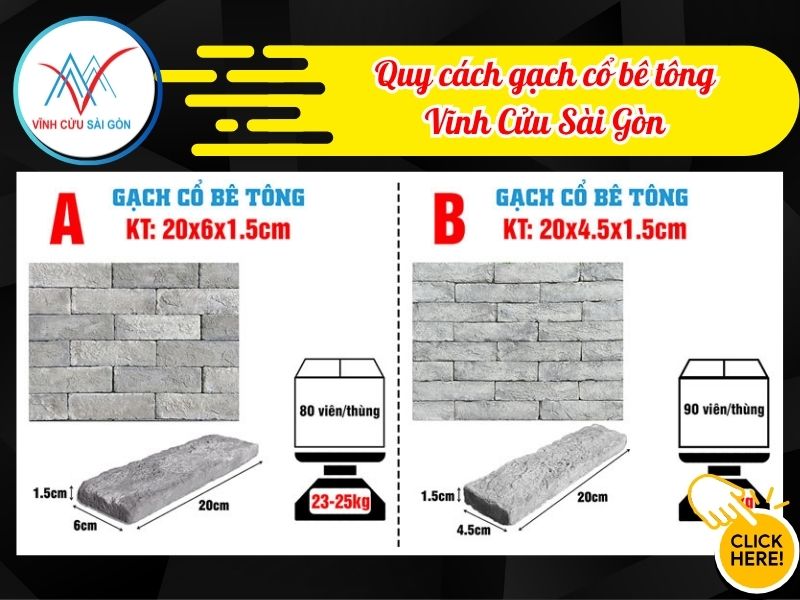 Quy cách gạch cổ bê tông Vĩnh Cửu Sài Gòn Quy cách gạch cổ bê tông Vĩnh Cửu Sài Gòn