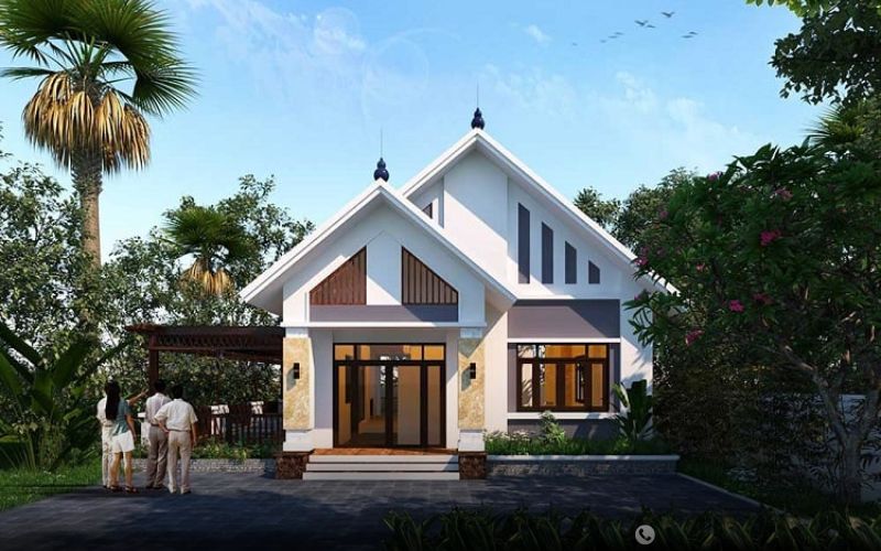 Mẫu nhà vườn 100m2 mái thái