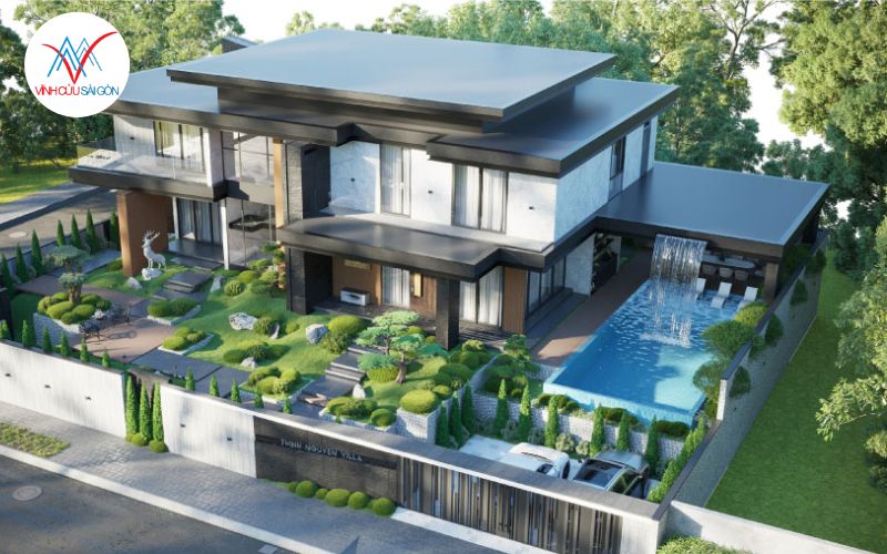 Biệt thự sân vườn 1 tầng có hồ bơi