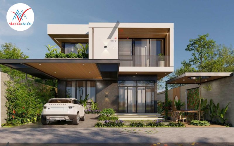 Biệt thự sân vườn 1 tầng mái bằng