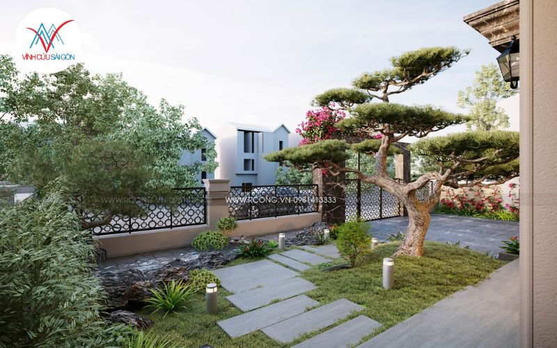 Mẫu nhà vườn 150m2 mái Nhật tinh tế