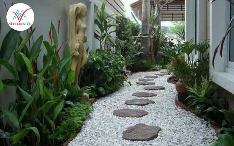 Lối đi sân vườn lát đá tự nhiên sang trọng