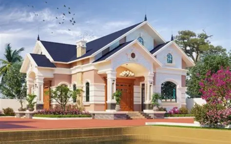 Mẫu biệt thự nhà vườn 1 tầng mái Thái sang trọng