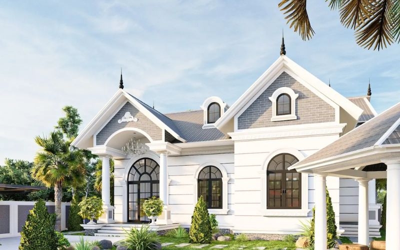 Mẫu biệt thự nhà vườn kiểu Mỹ 1 tầng