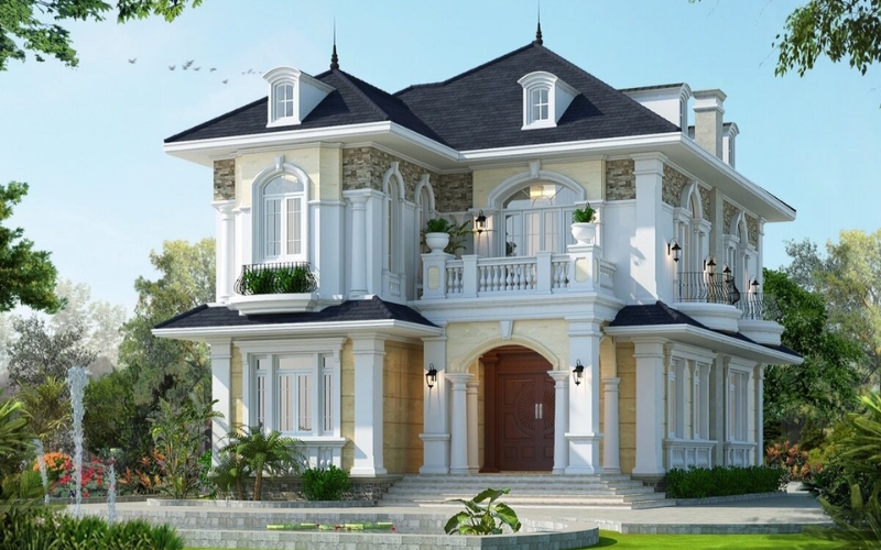 Mẫu biệt thự nhà vườn kiểu Mỹ tân cổ điển 